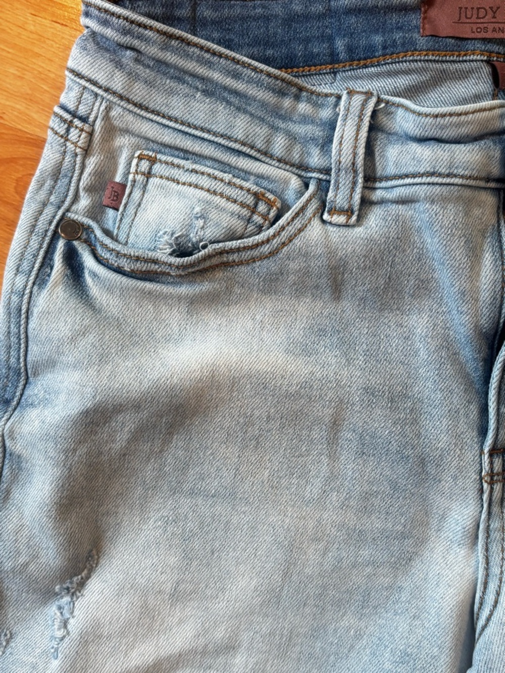 Judy Blue Faded Light Blue Denim Jean  Shorts - Picture 3 of 11